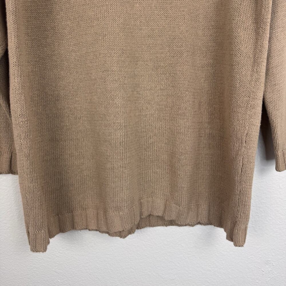 Vintage Newport News Embroidered 90s Mom Knit Tunic Sweater Cottagecore Tan M - Picture 13 of 16